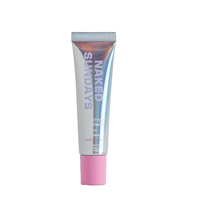Naked Sundays Poutscreen SPF 50 Lip Treatment – Hydrating Lip Balm with Broad Spectrum, Glossy Non-Sticky Finish, Nourishing Lip Care with Peptides for Protected Lips - 15ml (Love Letter)