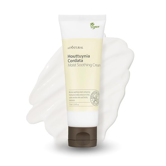 All Natural Houttuynia Cordata Soothing Cream - Lightweight Hydration, Sebum Control and Redness Relief – Calming Heartleaf Moisturizer for Sensitive Skin, Vegan Skincare (2.53Fl. Oz)