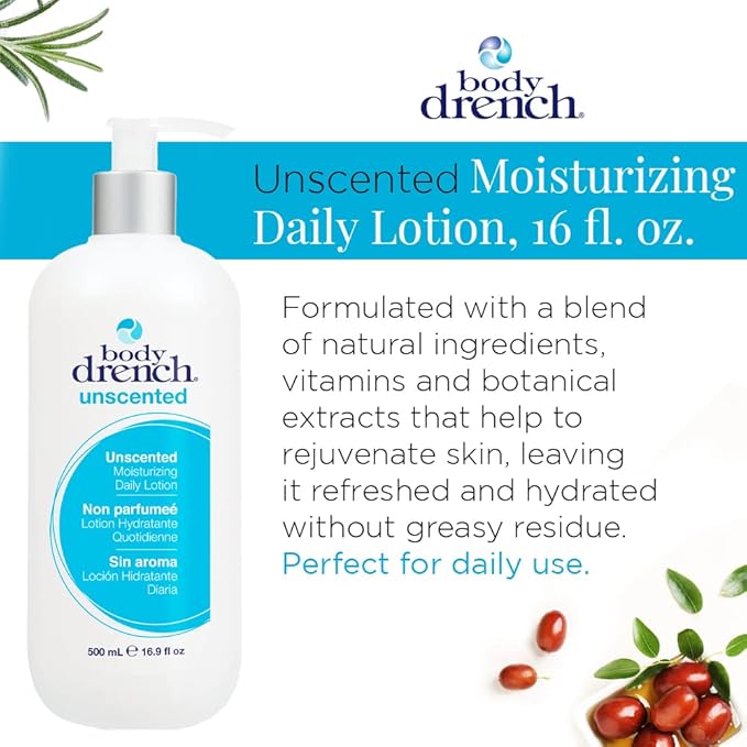 Body Drench Moisturizing Body Lotion – Hydrating, Deep Moisturizer Unscented Lotion for All Skin Types, Dry Skin Relief, 16.9 fl oz