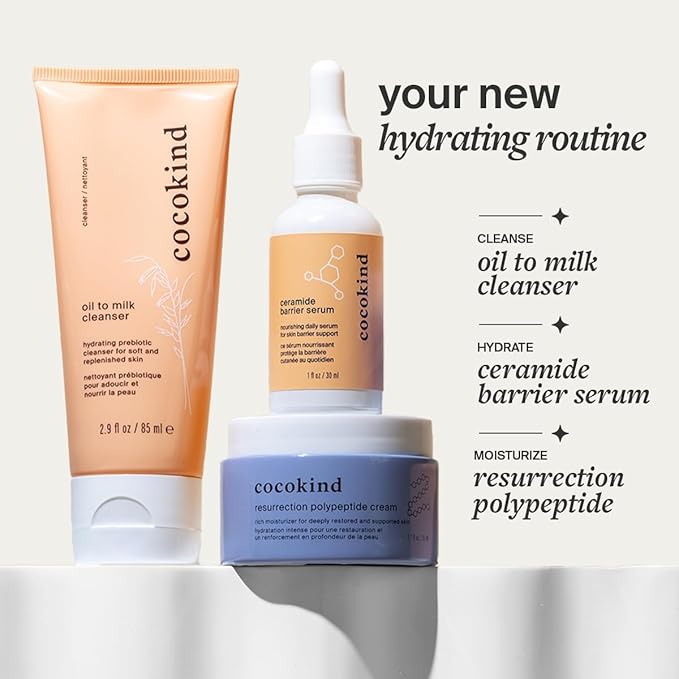 Cocokind Resurrection Polypeptide Cream, Hydrating Face Moisturizer with Peptides and Squalane, Anti Aging Skin Barrier Repair Cream for Dry Skin (1.7 Fl Oz, 3 Pack)