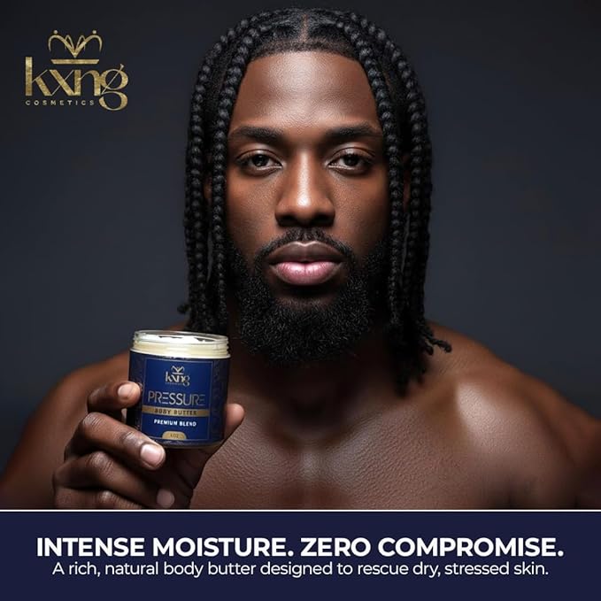 KXNG Cosmetics Natural Shea Body Butter – 4oz | Luxury Moisturizing Cream with Shea, Cocoa & Coconut Oil | Hydrating Body Butter for All Skin Types – Pressure