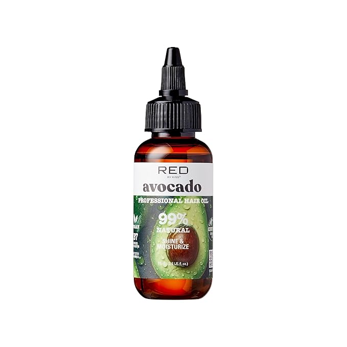 Red by Kiss Professional 99% Natural Hair Oil, Organic Vegan Oil Blend for Shine & Moisturize Hair, Biotin Infused, Hydration Nourish & Smooth Hair (Avocado, 2.5 Fl Oz)