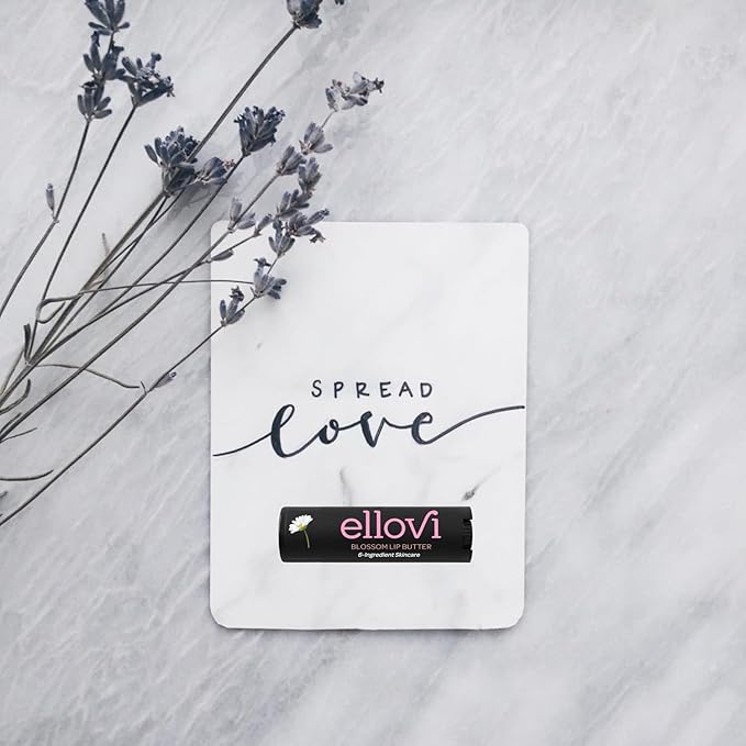 Ellovi Natural Lip Butter Lip Balm - Blossom - Pure Enough to Eat - Made With Just 6 Vegan Ingredients - Moisturizing Lip Care for All Day Hydration (Single)