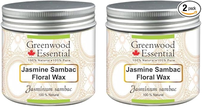 Greenwood Essential Pure Jasmine Sambac Floral Wax (Jasminum sambac) (Pack of Two) 100gm X 2 (7.05 oz)