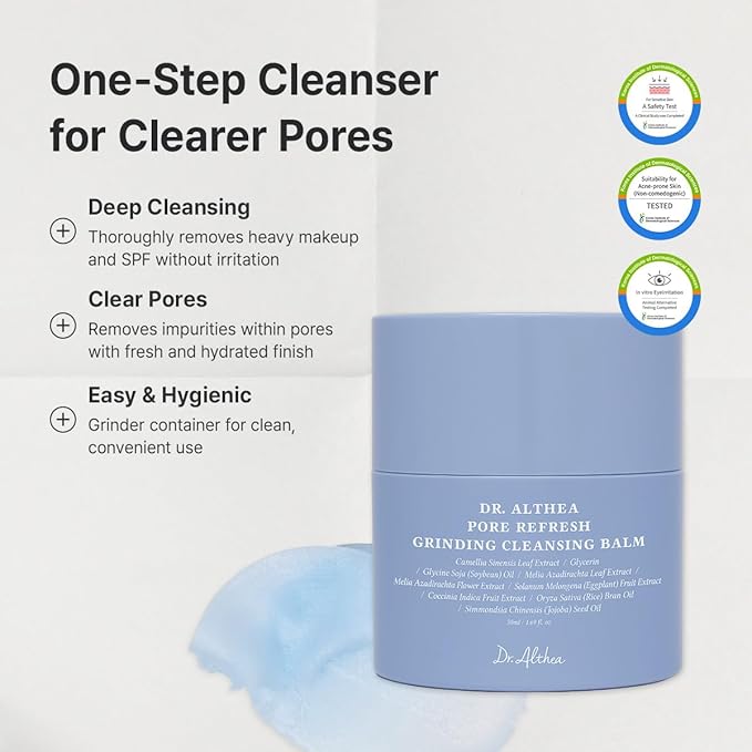 Dr.Althea Pore Refresh Grinding Cleansing Balm | Pore Cleanser with Green Tea Extract | Hygenic One-Step Makeup Cleansing Cream | For All Skin Types | Korean Vegan Skin Care | 1.69 Fl Oz