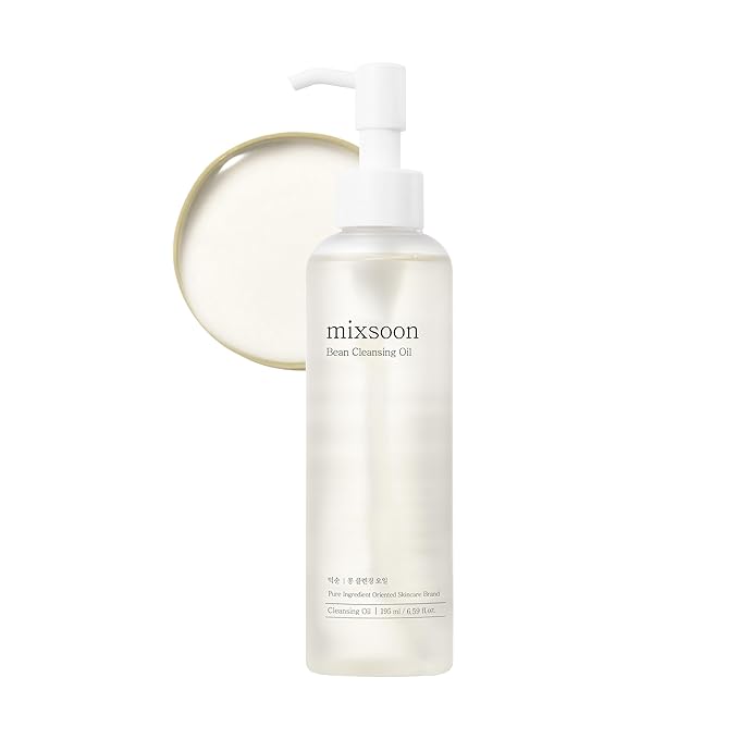 mixsoon Bean Cleansing Oil - Lightweight Oil Deep Cleansing and Makeup Blackhead Remover, Fermented Bean, Hydrating and Balancing for Smooth Skin 195ml / 6.59 fl.oz. Korean Glass Skin Care