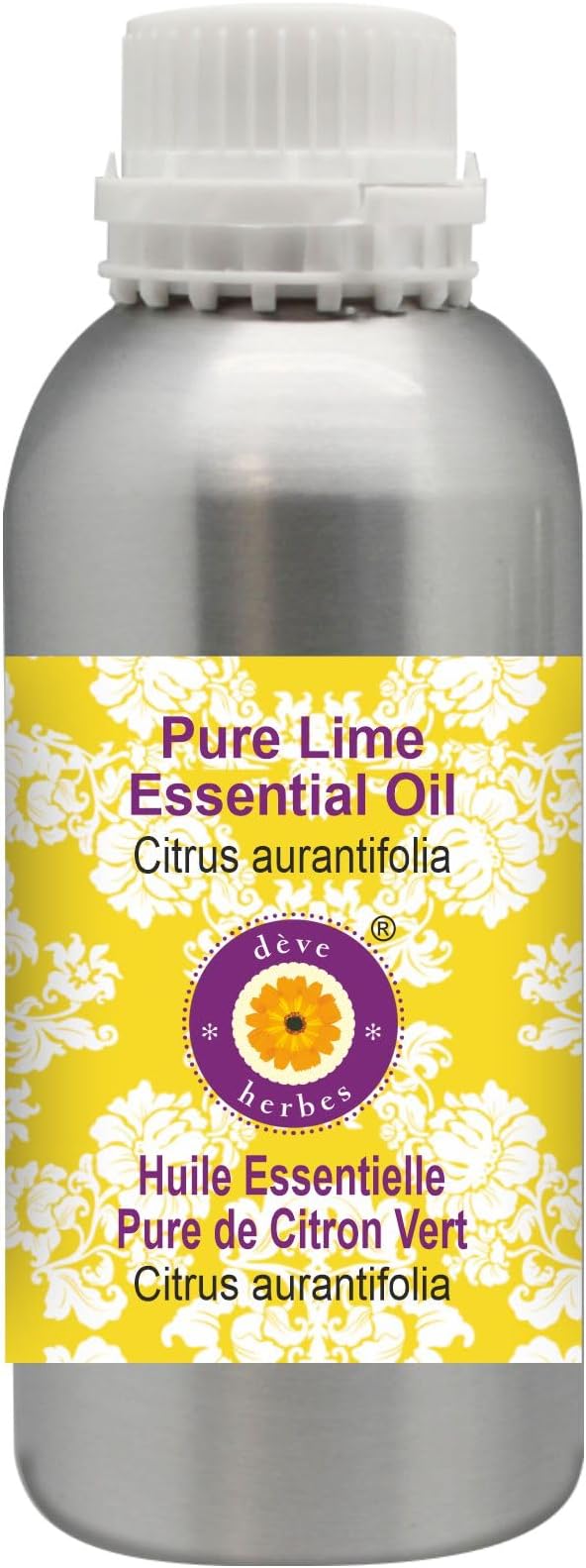 Deve Herbes Pure Lime Essential Oil (Citrus aurantifolia) Steam Distilled 300ml (10 oz)
