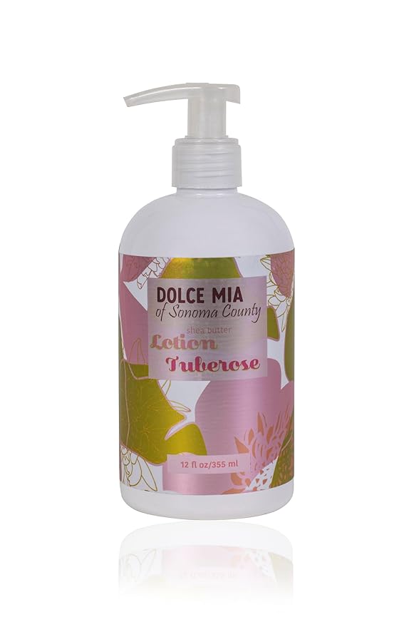 Dolce Mia | Shea Butter Lotion | Tuberose | Organic Botanicals | Hypoalergenic | Vegan and Cruelty Free | 12 oz