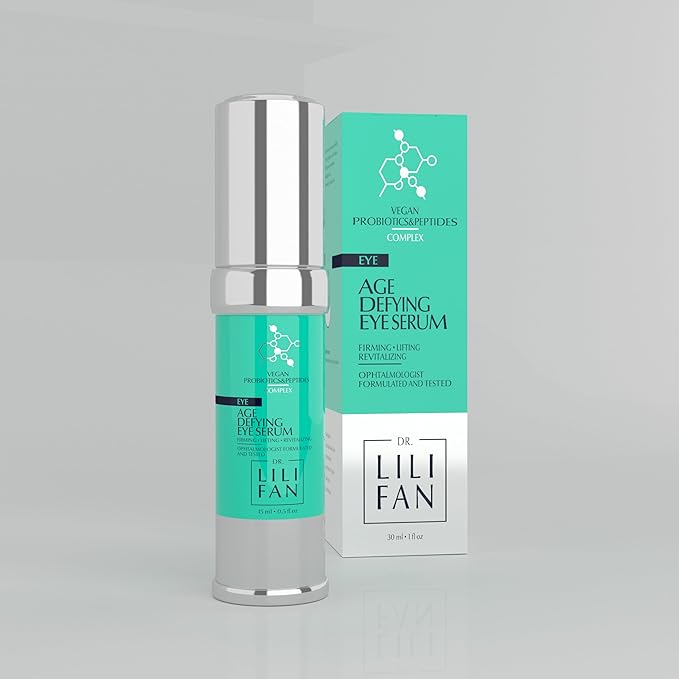 Dr Lili Fan Probiotic Age-Defying Eye Serum. Peptide Eye Serum for Fine Lines, Puffiness & Hydration. Vegan, Gentle for Sensitive Skin. 0.5 fl oz