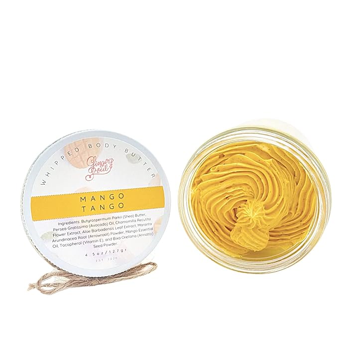 Ginger's Soul Whipped Body Butter, Mango Shea, Rich Moisturizer, 4.5 Oz