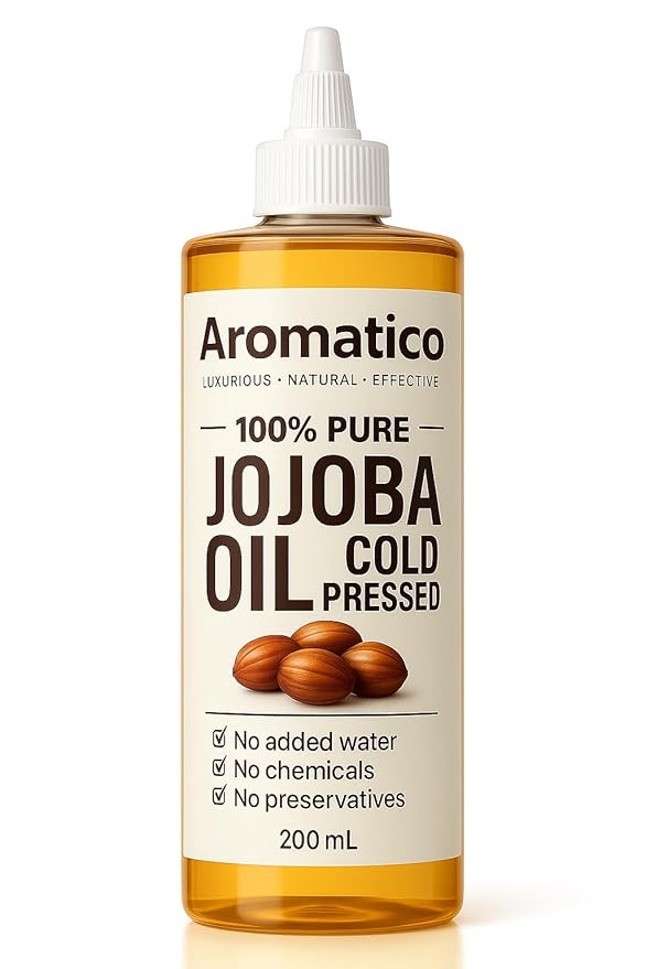 Aromatico 100% Pure Cold Pressed Jojoba Oil – 7 Fl Oz | Natural Hair, Face & Body Oil – Lightweight Moisturizing Carrier Oil for Dry Scalp, Skin Care, Beard, Cuticles & Massage