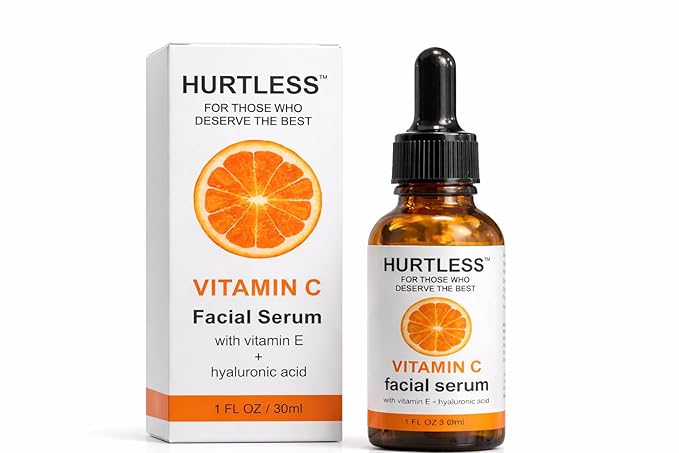 HURTLESS Vitamin C Face Serum with Hyaluronic Acid, Brightening Serum for Dark Spots, Dull Skin, Hydrating, Fragrance Free, Fast Absorbing, Cruelty-Free Skin Serums for Dry Skin- 30 ml / 1.01 fl oz