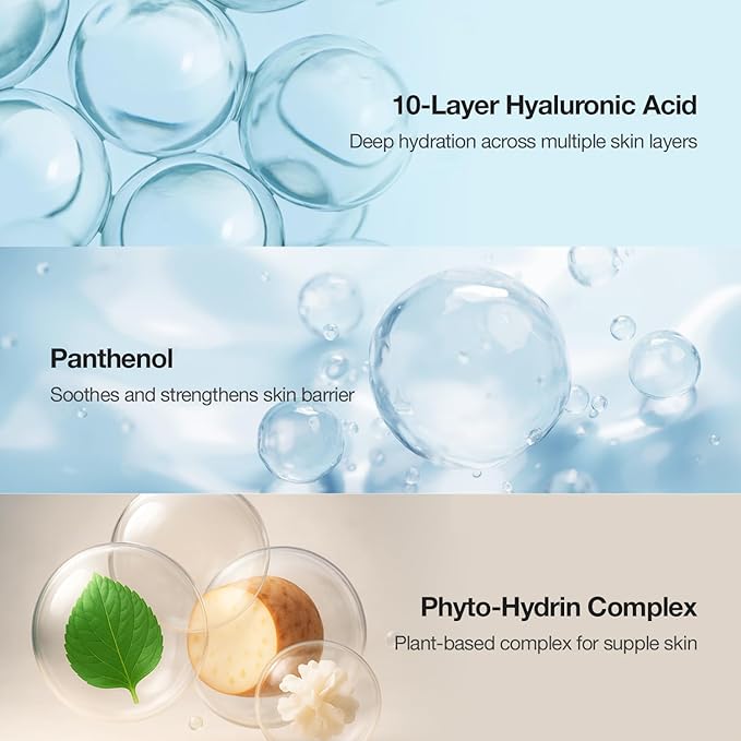 Deep Core Hydra Ampoule with 10-Layer Hyaluronic Acid and Panthenol for Deep Moisture and Skin Plumping - Lightweight Hydrating Serum for Dry, Sensitive Skin, Korean Skincare (1.69 fl oz)