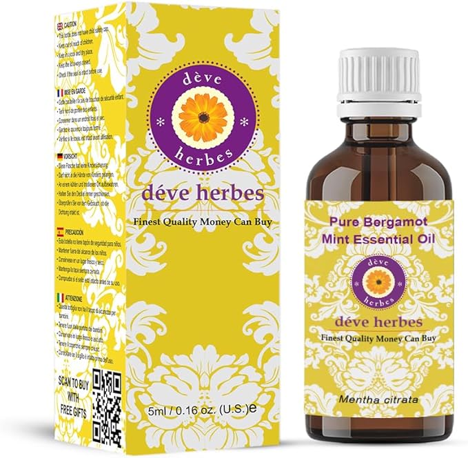 Deve Herbes Pure Bergamot Mint Essential Oil (Mentha citrata) Steam Distilled 5ml (0.16 oz)