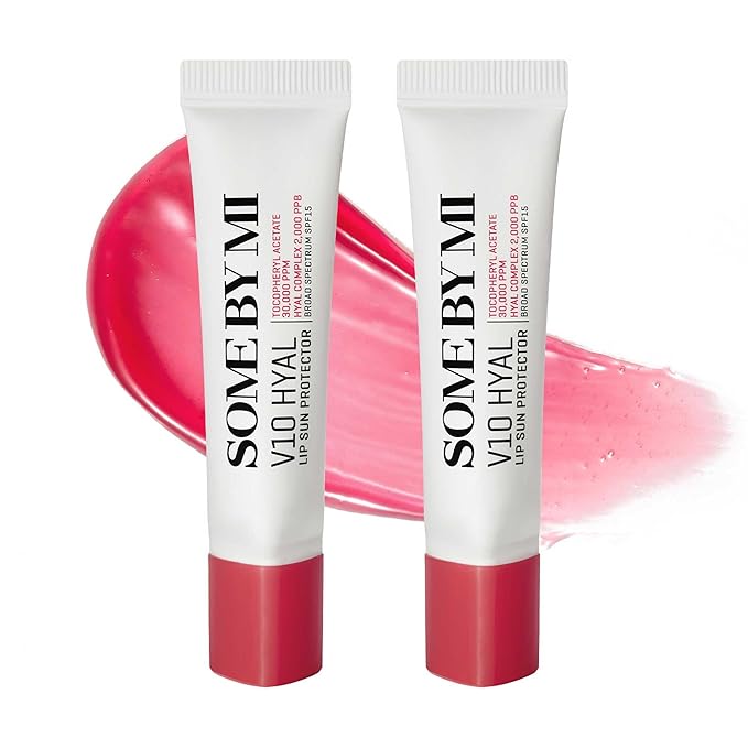 SOME BY MI V10 Hyal Lip Sun Protector Berry – Pack of 2, 0.46oz – Korean Tinted Glow SPF 15 Sunscreen Lip Balm for Dry & Sensitive Lips – Hydrating with Hyaluronic Acid & Vitamin E – Korean Skin Care