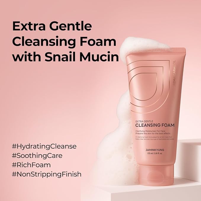 Extra Gentle Cleansing Foam, Face Wash with Snail Mucin & Soothing Portulaca, Hydrating Facial Cleanser for Sensitive Skin, Non-Stripping, Korean Skincare 5.9 fl oz (175ml)