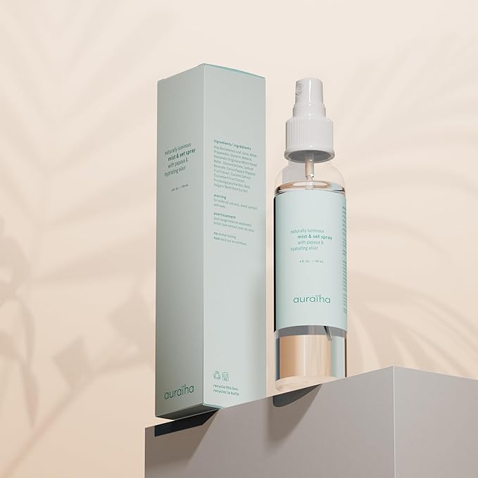 Auraiha Naturally Luminous Mist and Set Spray, Papaya Hydrating Elixir with Witch Hazel & Betaine, Multi-Purpose Mist for Makeup and Skincare