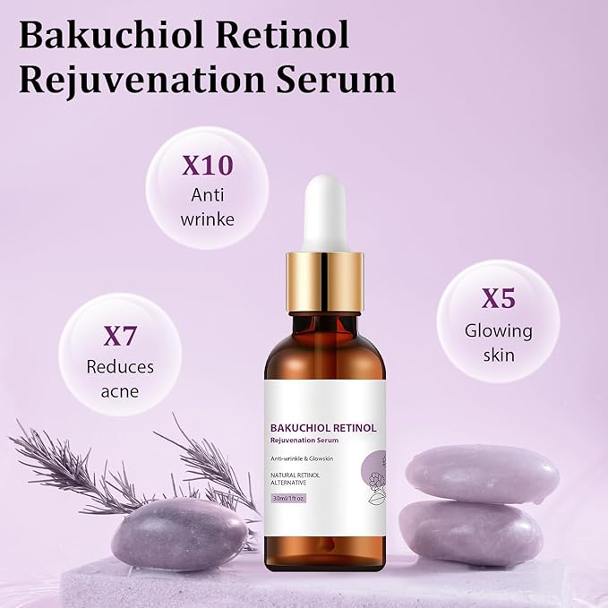 Bakuchiol Retinol Rejuvenation Serum,Venature Bakuchiol Retinol Korean, Retinol Serum for Wrinkles, Best Anti-Aging, Moisturising Skin (2PCS)