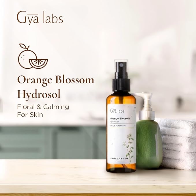 Gya Labs Orange Blossom Hydrosol - 3.4 Fl Oz - Hydrating Face & Body Mist for Skin Toner & Hair Refresher - As Pillow, Room & Linen Spray for Fresh Scent