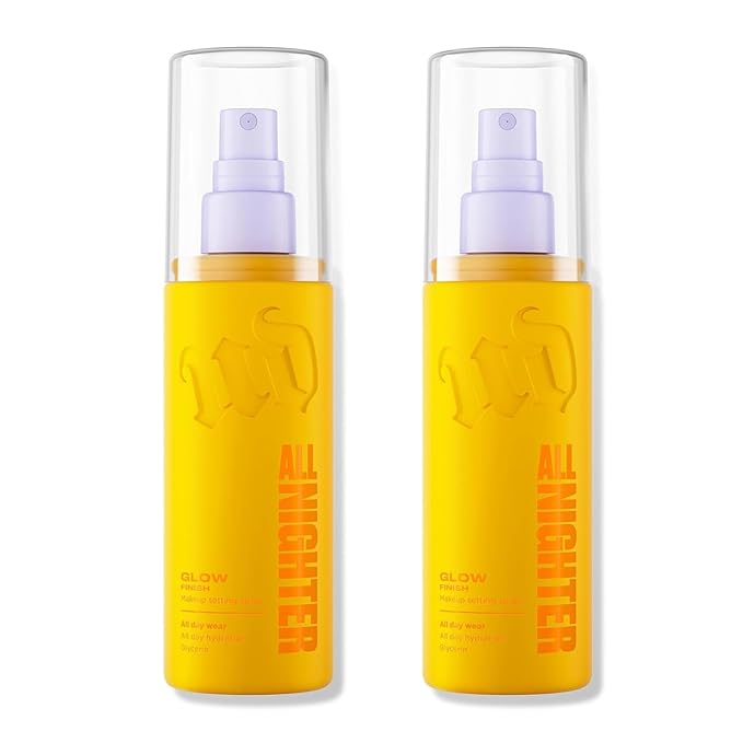 Urban Decay All Nighter Waterproof Makeup Setting Spray - Glass-Skin Glow Finish, Up to 24HR Wear, Dewy Facial Mist, Glow Foundation Face Primer, Smudge-Proof, Transfer-Resistant - 4 fl oz (Pack of 2)
