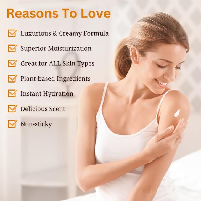 Natural Escapes Orange Vanilla Body Lotion for Dry Skin, Ceramide Hand & Body Moisturizer with Coconut Oil, Vitamin B5 & E, Hydrating Lotion, 8 Oz