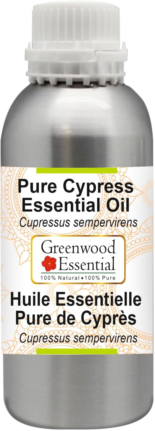 Greenwood Essential Pure Cypress Essential Oil (Cupressus sempervirens) Steam Distilled 300ml (10 oz)