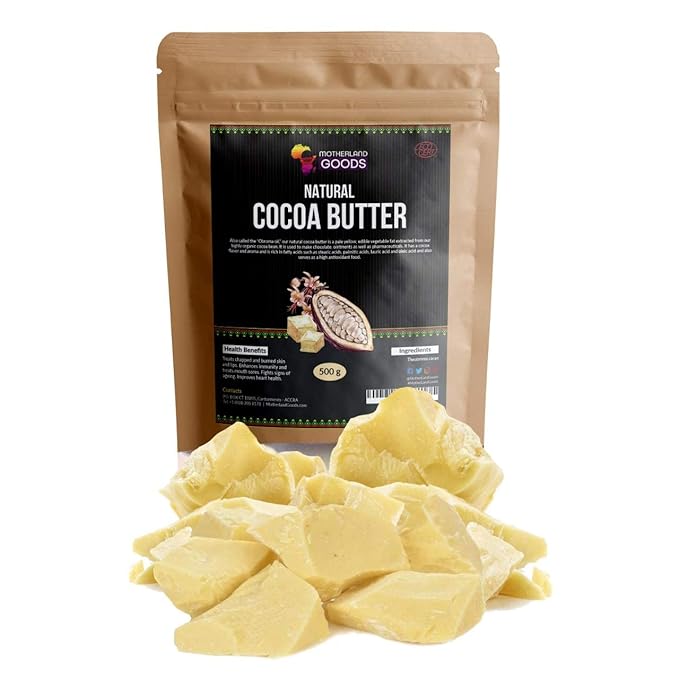 Natural Cocoa Butter Chunks - Organic & Raw Unrefined Body Moisturizer for Sensitive Skin, Anti-Aging, Scars & Eczema Relief - Premium Raw Butter From Ghana (5 LBs)