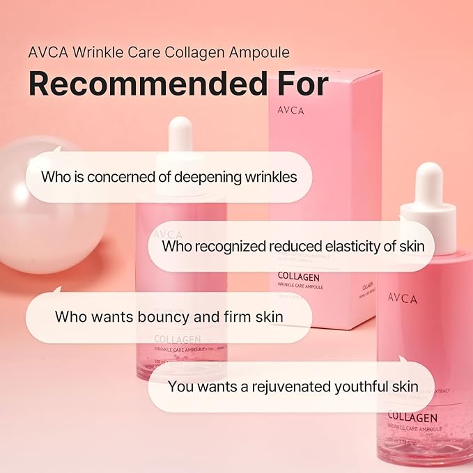 AVCA Collagen & Multi-Peptide Firming Serum 100ml (3.38 fl oz) – Elasticity-Boosting, Deep Hydration Facial Care | Korean Skincare