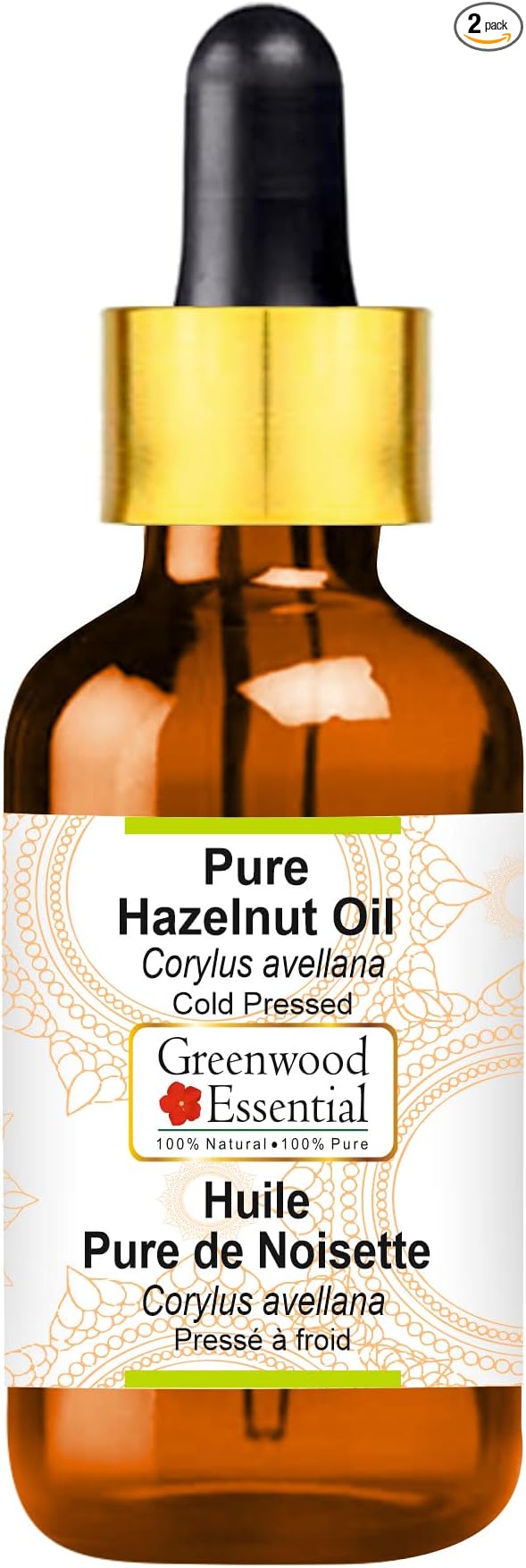 Greenwood Essential Pure Hazelnut Oil (Corylus avellana) with Glass Dropper Cold Pressed 50ml (1.69 oz)