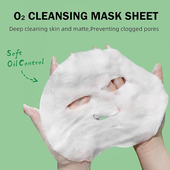Cactus O2 Bubble Face Masks Sheet for Women,Deep Cleaning Bubble Masks Oil Control Purifying,Home Spa Facial Sheet Mask For All The Skin（6Pack）
