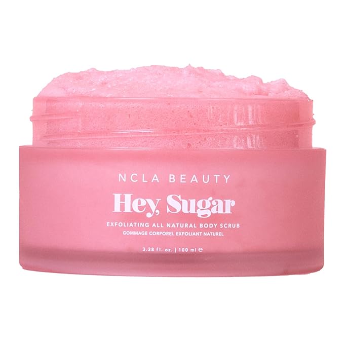 NCLA Beauty Hey Sugar All Natural Body Scrub - Moisturizing, Exfoliating Sugar Scrub - Shea, Cocoa, and Mango Butters - Pink Champagne - 3.38 oz