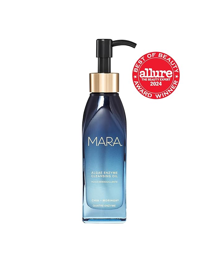 MARA Algae Enzyme Cleansing Oil – Gentle Makeup Remover with Fruit Enzymes, Marine Algae & Antioxidant Oils – Hydrating Face Cleanser for Pores, Sunscreen & Waterproof Makeup (4oz / 120mL)