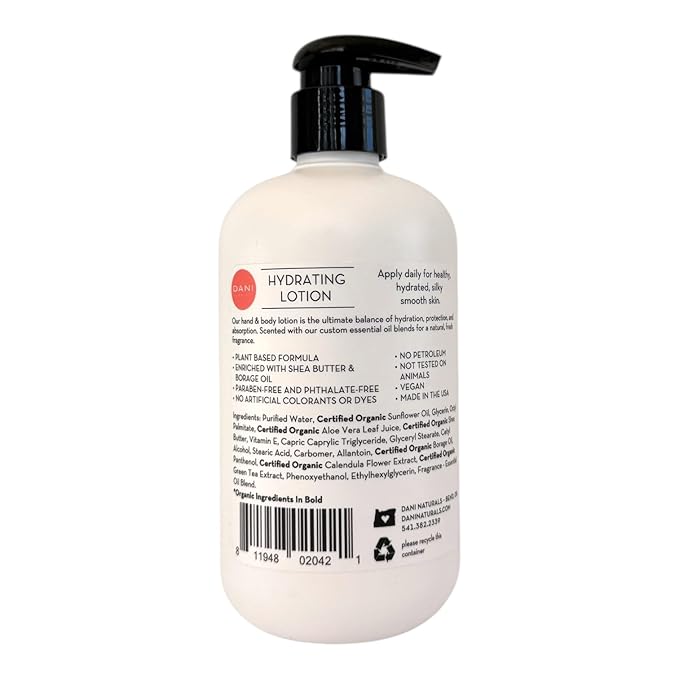 DANI Naturals Coconut Hibiscus Hydrating Lotion, Vegan, Paraben-Free, Made with Organic Ingredients, 12 fl oz