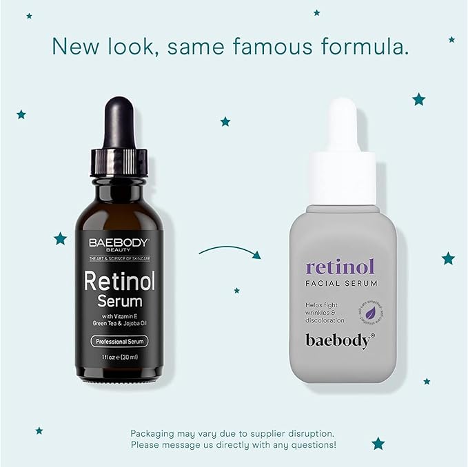 Baebody Made in USA Retinol Serum for Face - Anti Aging Serum for Fine Lines & Wrinkles - Retinol for Face with Jojoba Oil & Green Tea (1 fl oz/30 ml)