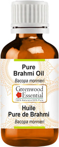 Greenwood Essential Brahmi Oil (Bacopa monnieri) | Infused | Pure | Non-Sticky | Lightweight | For Hair Care Routines | Men & Women | Traditional Use | Natural | 50ml (1.69 oz)