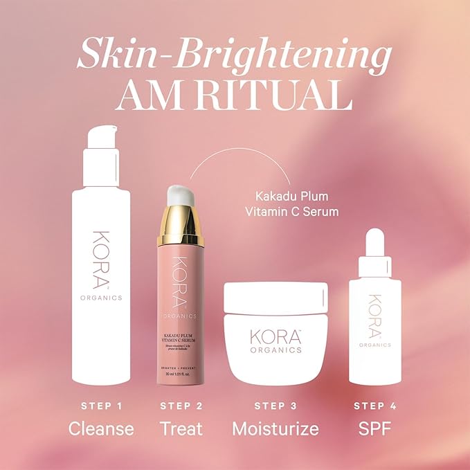KORA Organics Kakadu Plum Vitamin C Serum, Antioxidant Rich Facial Serum with Hyaluronic Acid, Protect & Improve Skin Tone, Certified Organic, Cruelty Free, 1.01 fl oz