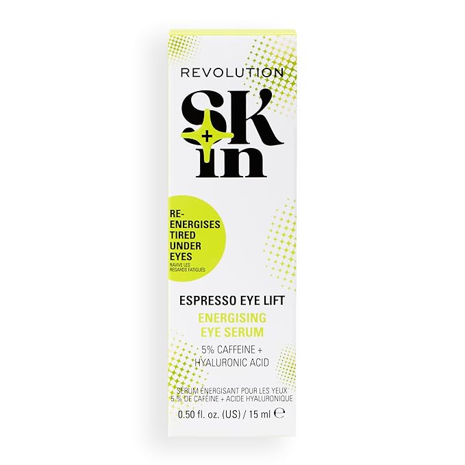 Revolution Skin, Espresso Eye Lift 5% Caffeine Energizing Eye Serum, Helps Dark Circles & Puffiness with Hyaluronic Acid & Caffeine, Vegan & Cruelty-Free, 0.5 fl oz (Pack of 2)