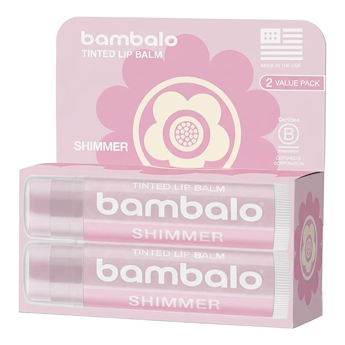 Tinted Lip Balm Shimmer 2-Pack - Hydrating Moisturizing Lip Care - Subtle Pearl Glow - Natural Organic Formula - Lightweight Smooth Finish - Made in USA