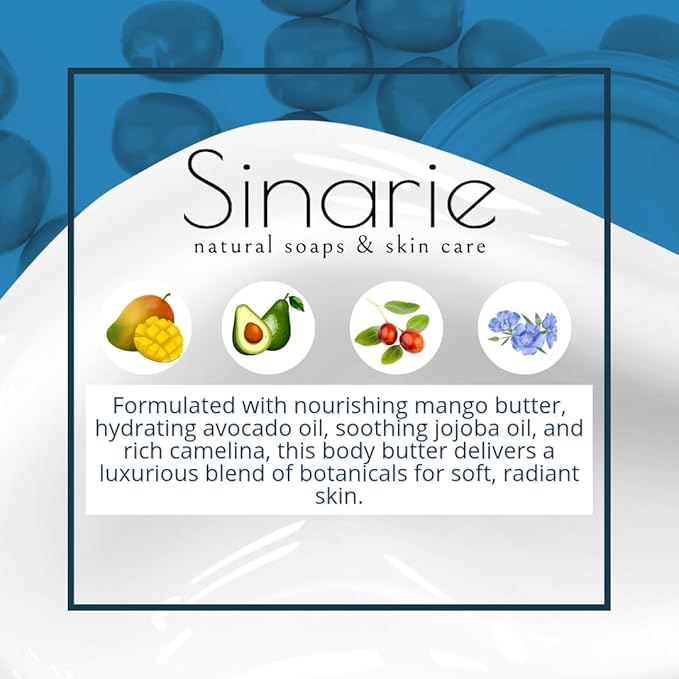 Sinarie Coconut-Free Body Butter – Ultra-Nourishing Moisturizer with Mango Butter, Avocado Oil & Jojoba Oil – Hydrating & Non-Greasy Lotion for Sensitive Skin (4 oz., Valor)