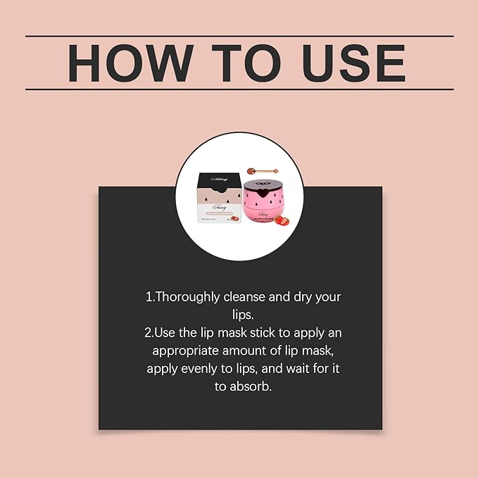 Lip Mask for Overnight Repair - Hydrating Lip Sleeping Mask with Vitamin E & Coconut Extract - Moisturizing Lip Balm Pack for Dry Lips, Non-Sticky Honeybalm Formula (Strawberries)