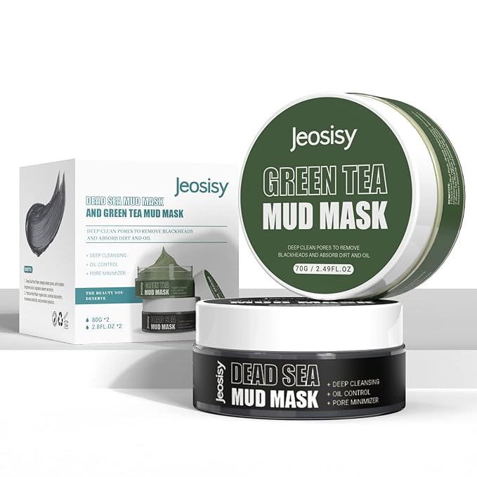 Face Clay Mask-Facial Dead Sea Mud Mask,Green Tea Mud Mask,Purifying Pore,Remove Blackheads,Control Oil,Anti Aging,Travel Size Mother's Day Gift Sets for Women and Men-2.8Oz*2