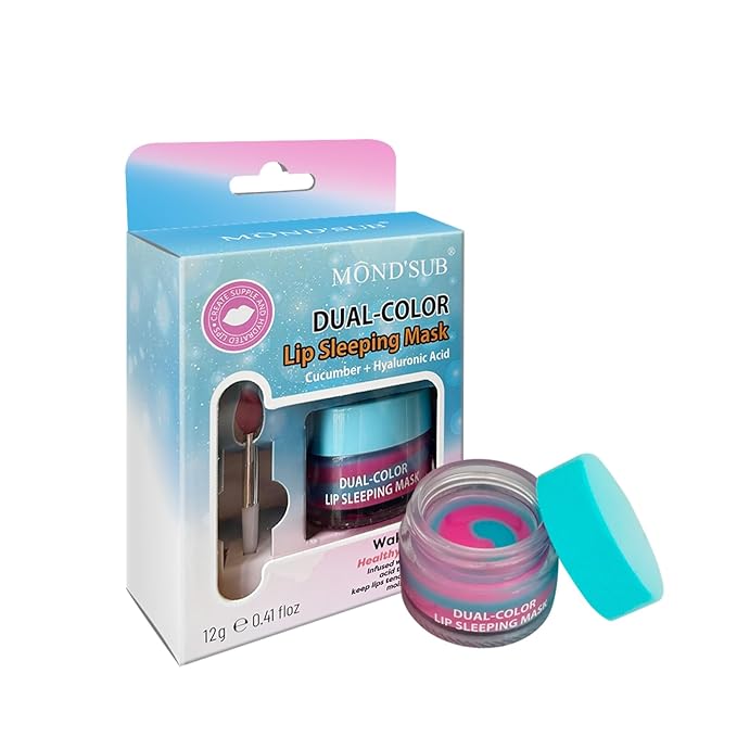 MOND'SUB Lip Sleeping Mask,Overnight Dry Damaged Lip Nourishment,Moisturizer for Plump, Smooth Lips,Hydrating Lip Balm Care with Fruit Extracts,Dual-Color Cucumber & Hyaluronic Acid