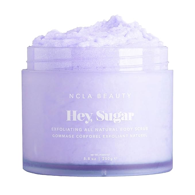 NCLA Beauty Hey Sugar All Natural Body Scrub - Moisturizing, Exfoliating Sugar Scrub - Shea, Cocoa, and Mango Butters - Birthday Cake - 8.8 oz