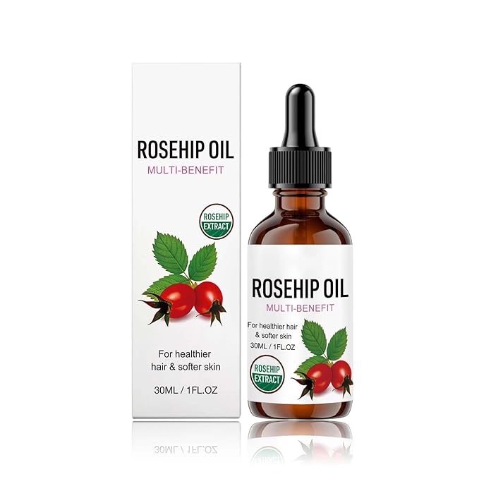 Rosehip Oil for Face, Rosehip Seed Oil, Organic Face Oil for Women, Hydrating Facial Oil for Daily Skincare, Nourishing Skin & Hair, Lightweight Moisturizing Oil (1PC)
