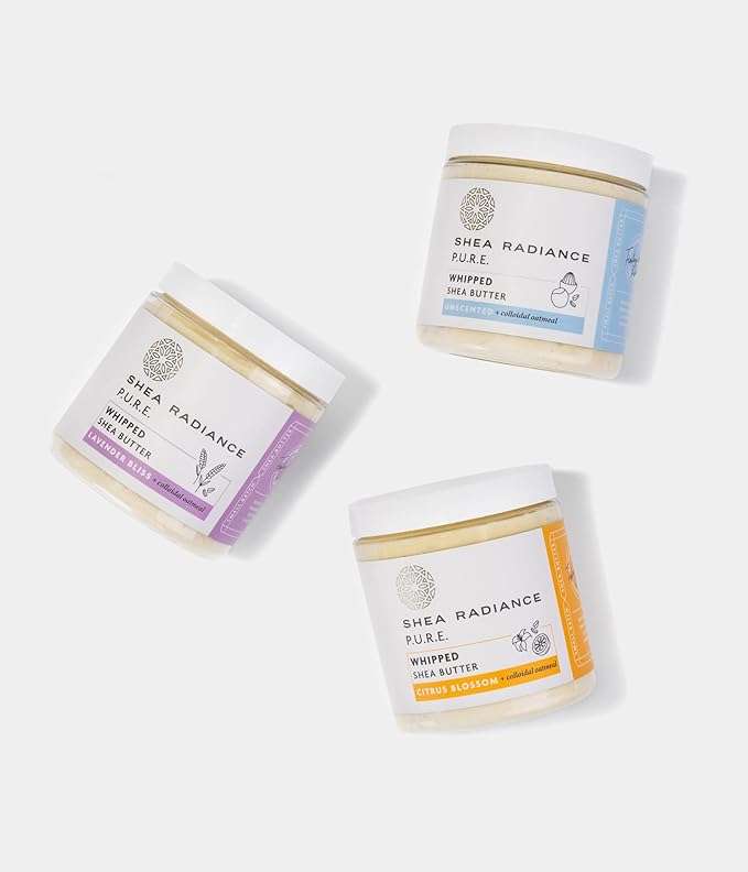 Shea Radiance P.U.R.E. Whipped Shea Butter with Colloidal Oatmeal - Whipped Body Butter Blended with Skin Soothing Oatmeal & Moisturizing Rice Bran Oil | Citrus Blossom (5 oz)