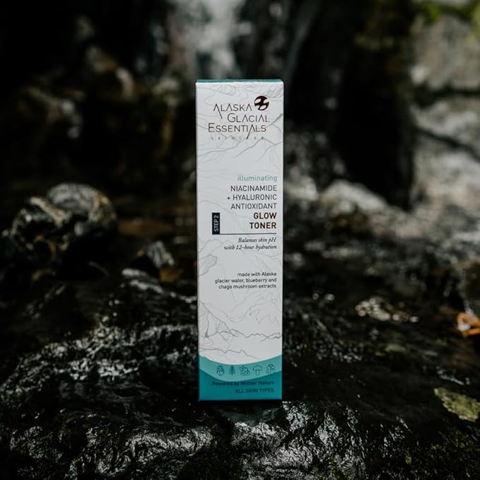 Alaska Glacial Niacinamide + Hyaluronic Glow Toner for Sensitive & Combination Skin | Refines Pores, Hydrates, Evens Tone | Antioxidant Brightening Mist – 120ml