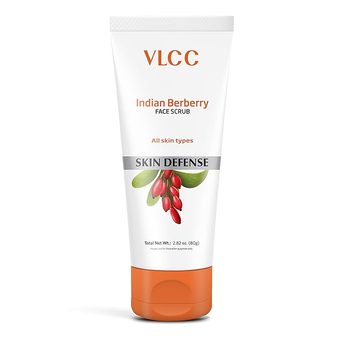 VLCC Berberry Face Scrub - Facial Cleanser with Papaya Seed and Date Extract - Gentle Face Exfoliator for Smooth Skin - 2.82 oz