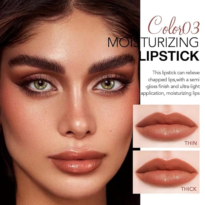 Warm Brown Nude Tinted Lip Balm, Hydrating Sheer Soft Matte Finish Lipstick for Women, Creamy Natural Color Lip Tint Balm Lightweight And Non-greasy Lip Glow Long Lasting Waterproof for Dry Lips 03#