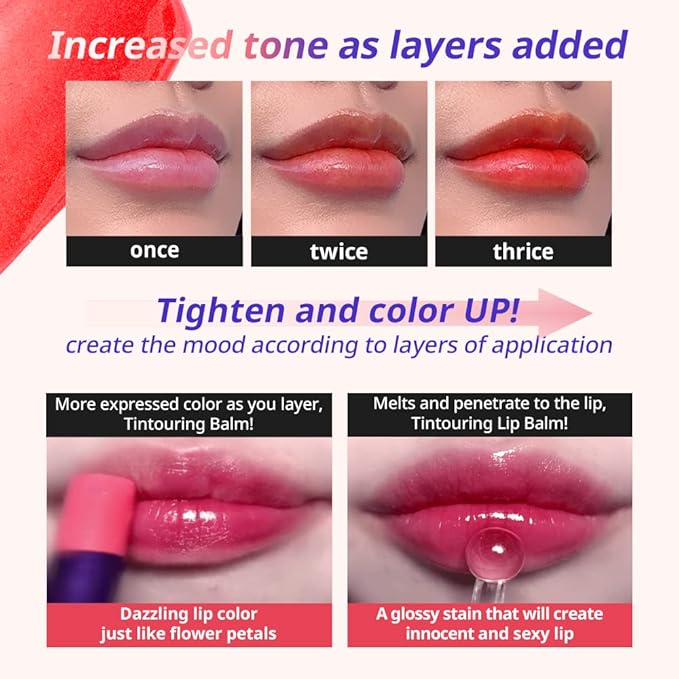 DEWYCEL TINTOURING BALM | #3 LIPS CORAL | Non-Sticky Moisturizing & Hydrating Tinted Lip Balm for Chapped Lips | Natural Color Lip Glow Balm