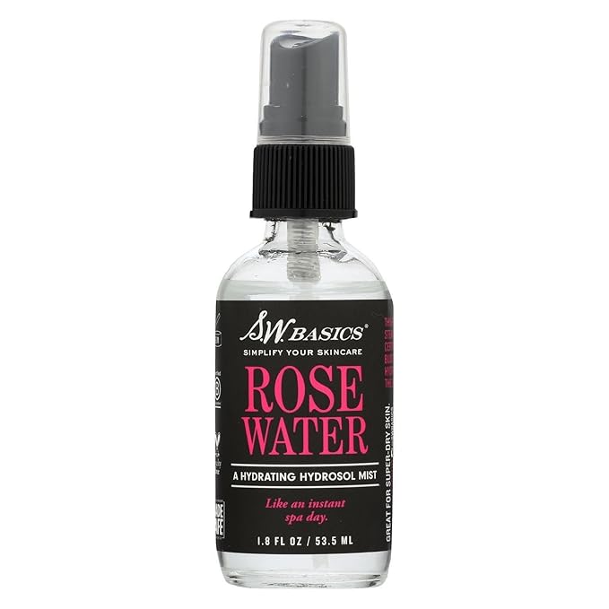 S.W. Basics A Refreshing Skin Toning Mist Organic Rose Water Face Spray, Rosewater, 1.8 Fl Oz
